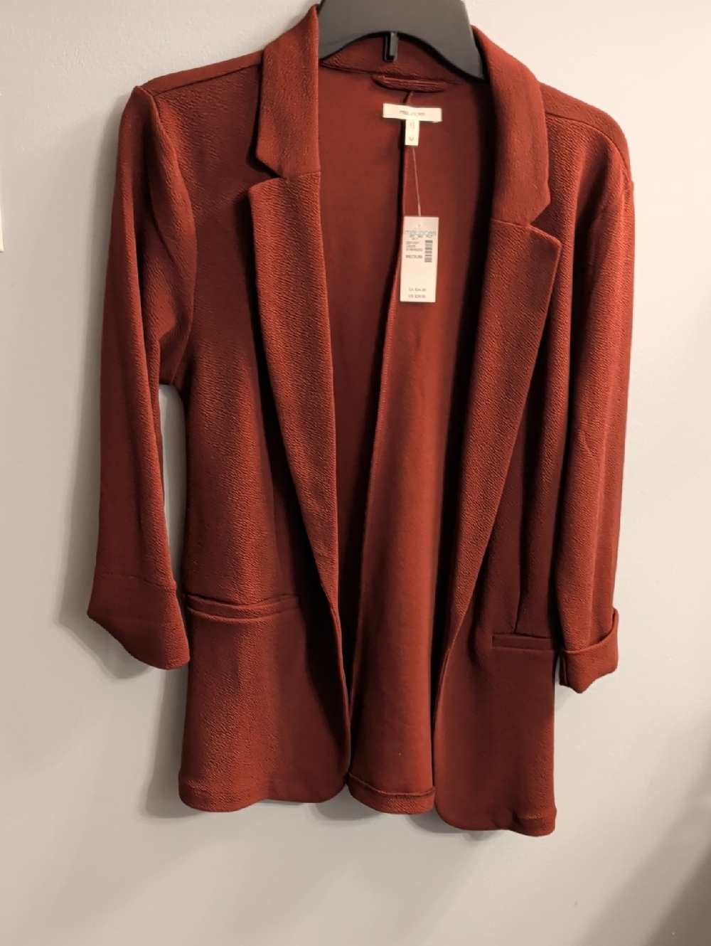 Maurices Rust Open-Front Knit Blazer